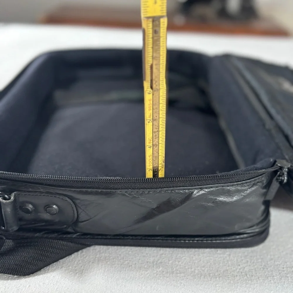 Dell Laptop Briefcase‎ Bag Mens Large Black Excellent Leather Multi-Compartment